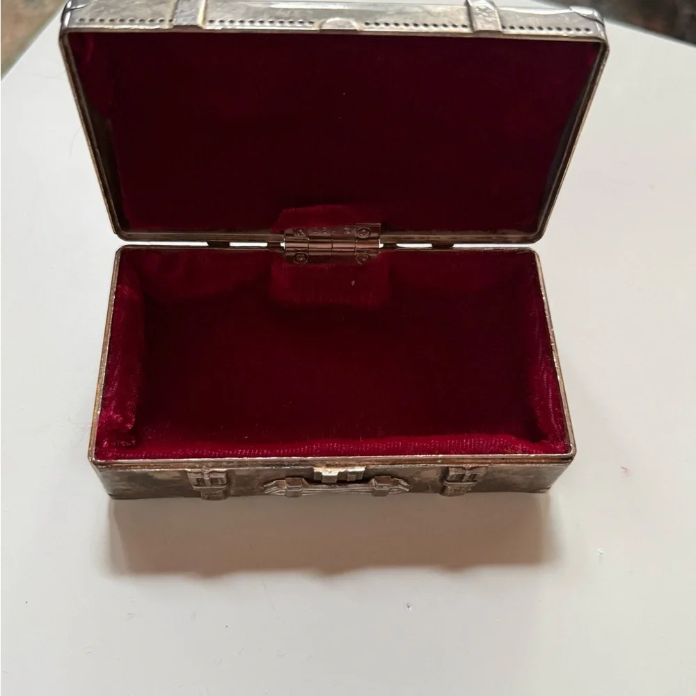 GODINGER 1991 silver plated Metal Suitcase Style Keepsake trinket box